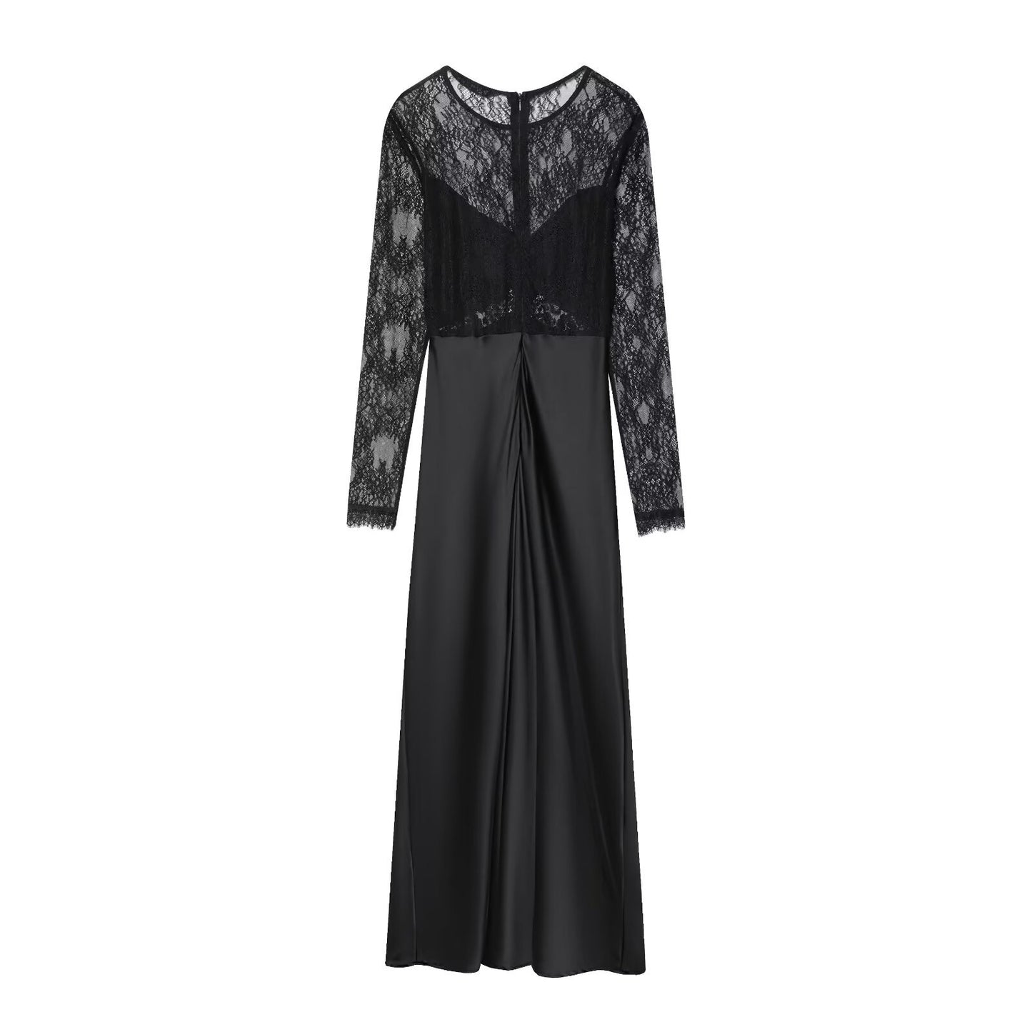 Chic Lace Spliced Long Dress Women Fashion StyleElegant Casual Dress