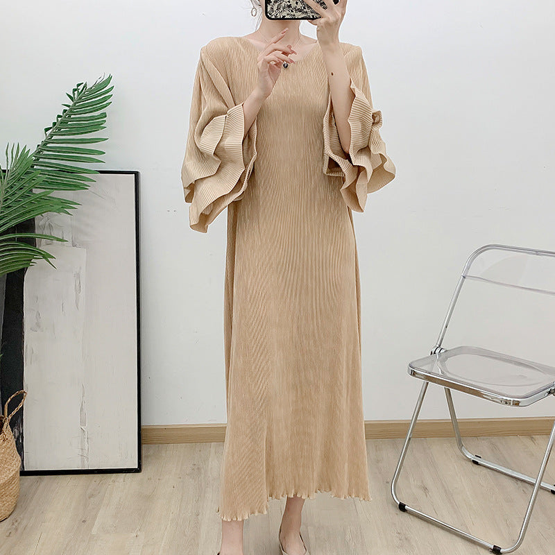 Wrinkle Dress Autumn/Winter New Middle East Foreign Trade Export Dress AliExpress Explosive Women's Clothing