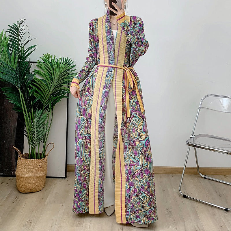 Folded printed long robe Middle East Dubai cardigan