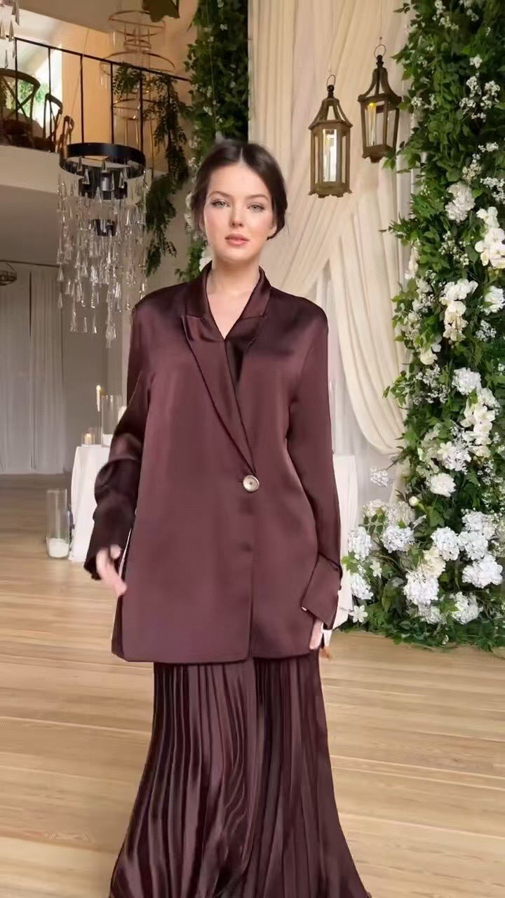 Business Suit Jacket Pleated Skirt  Elegant Middle East Arab Set