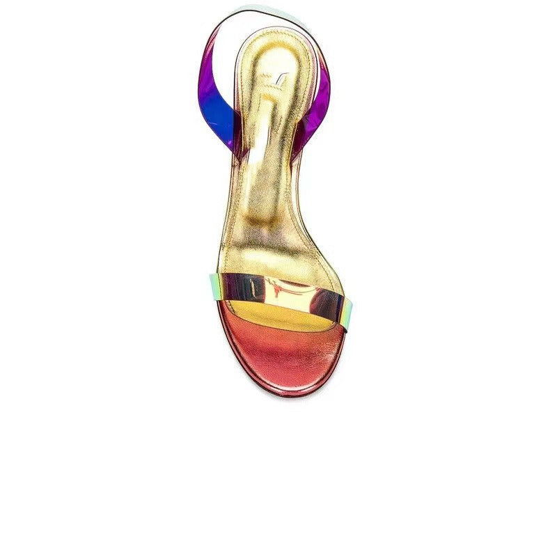 New round head strip with a fashionable and minimalist look, slim and slim, ultra-high heels, and a large size sandal for women