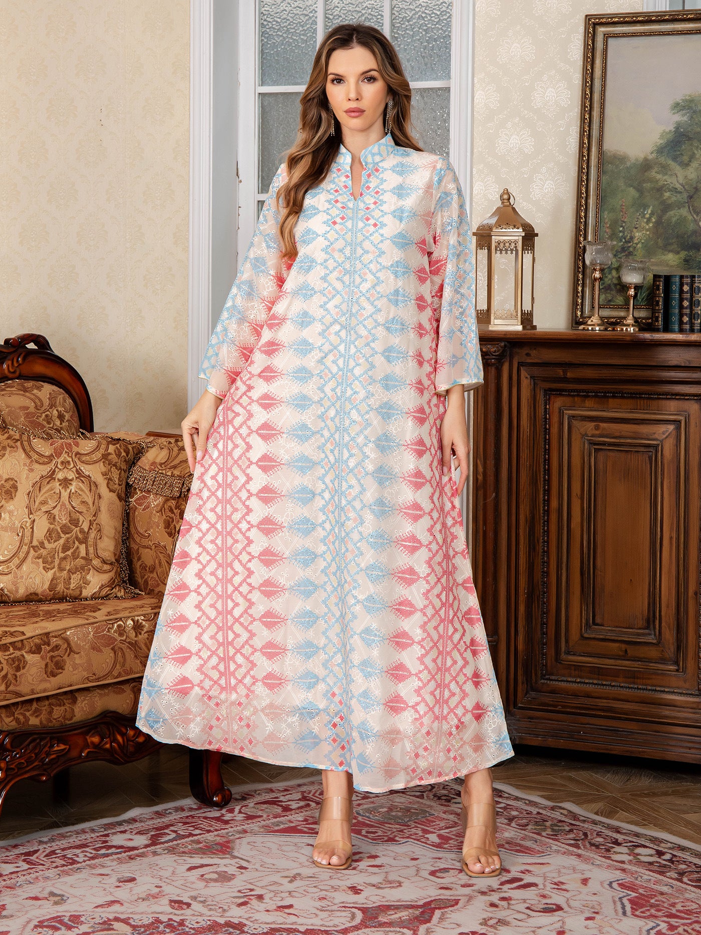 Muslim Embroidered Robe Middle Eastern Clothing Printed Dress