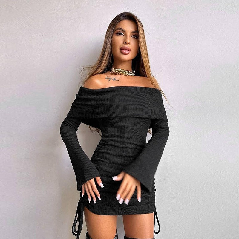 Off-Shoulder Long Sleeve Dress