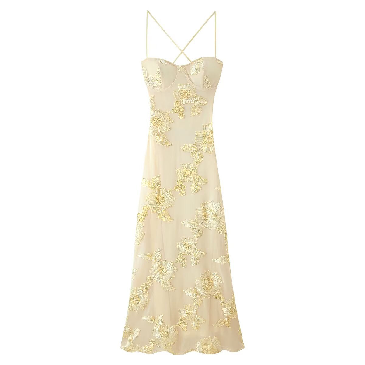 Panhua Embroidered Strap Long Dress