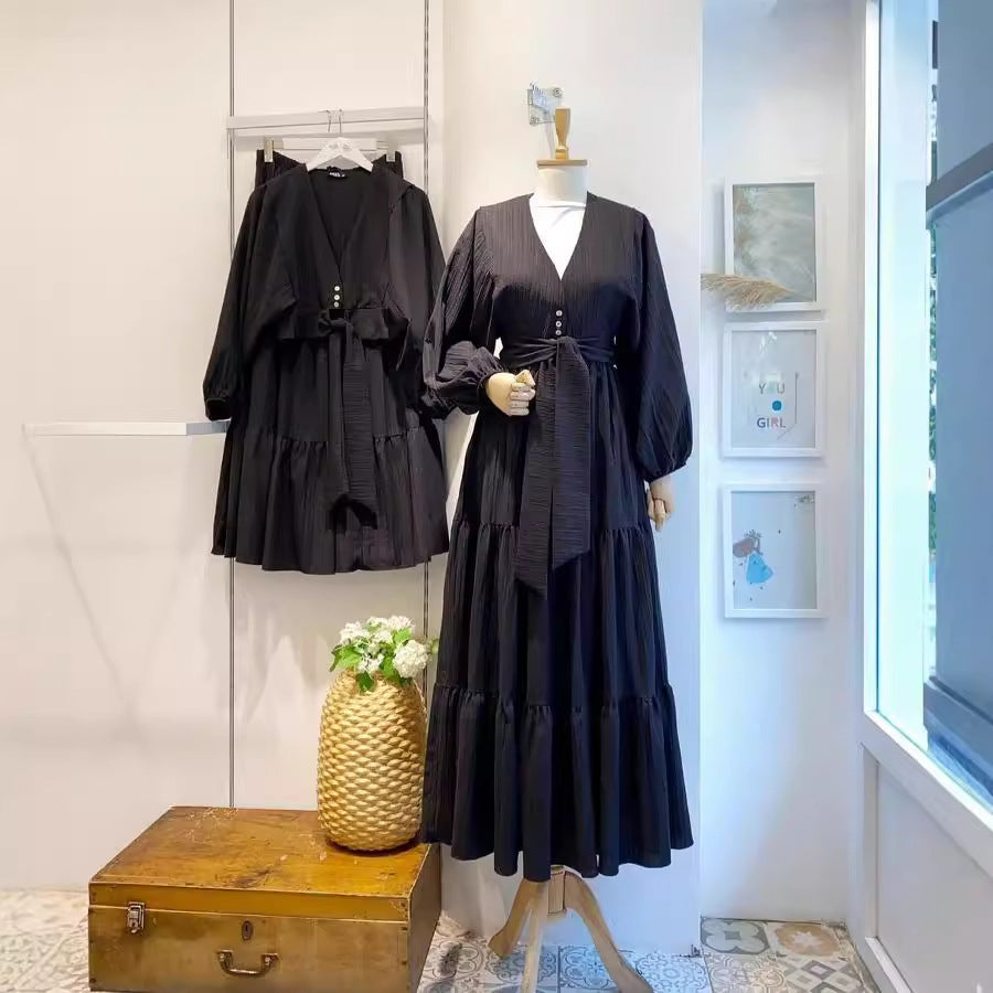 Short Blouse and Skirt Two-Piece Set for Middle Eastern  Women