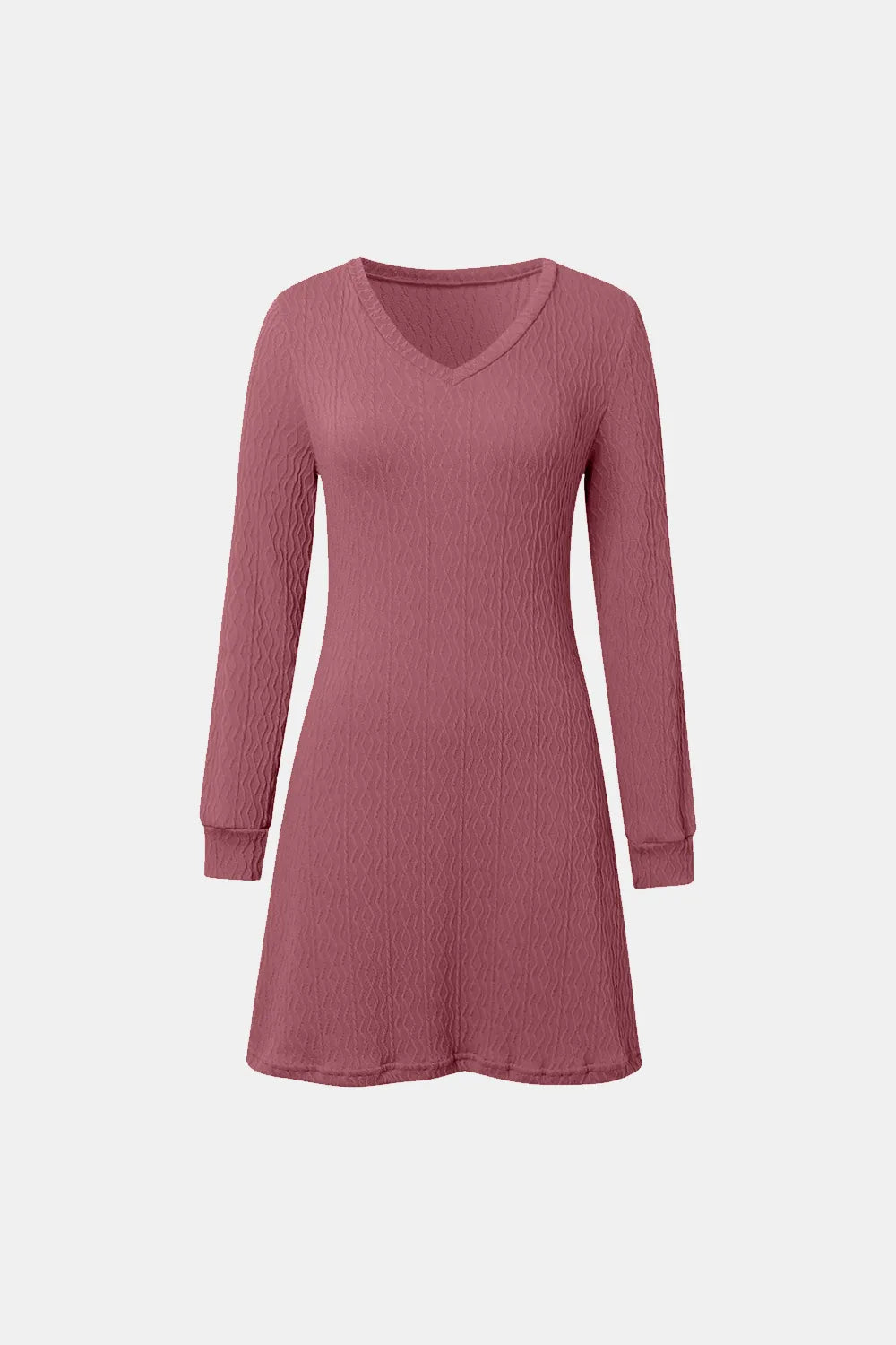 Solid color texture long sleeved elegant French dress women's dress