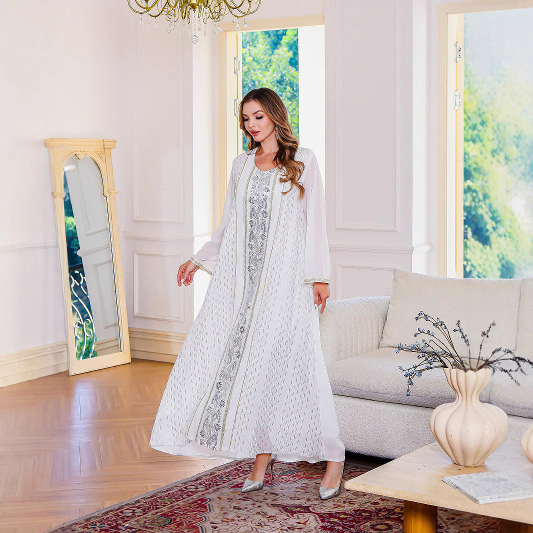 Muslim Long Robe Dress Middle Eastern Clothing  Long Sleeve Gown