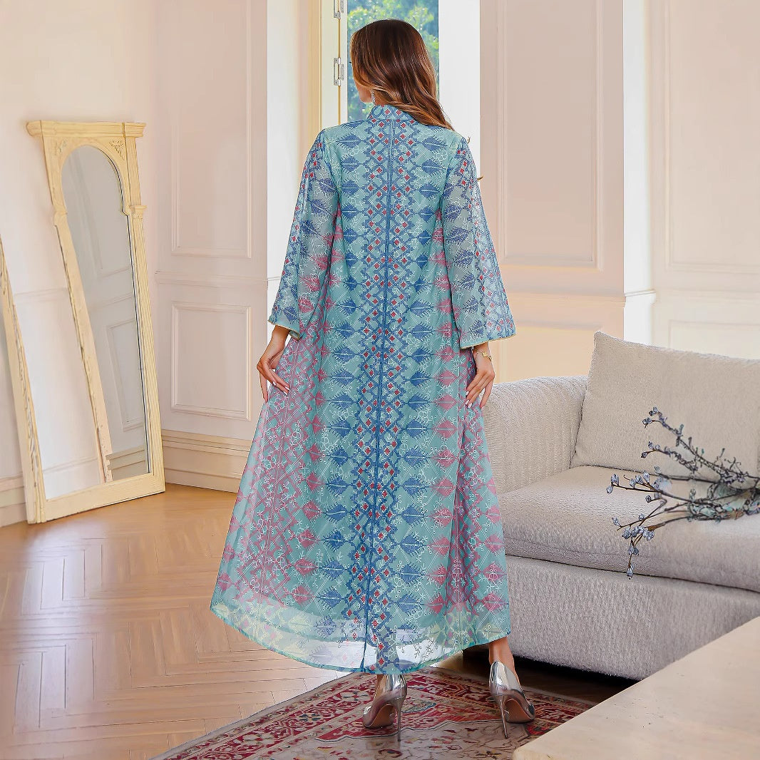 Muslim Embroidered Robe Middle Eastern Clothing Printed Dress