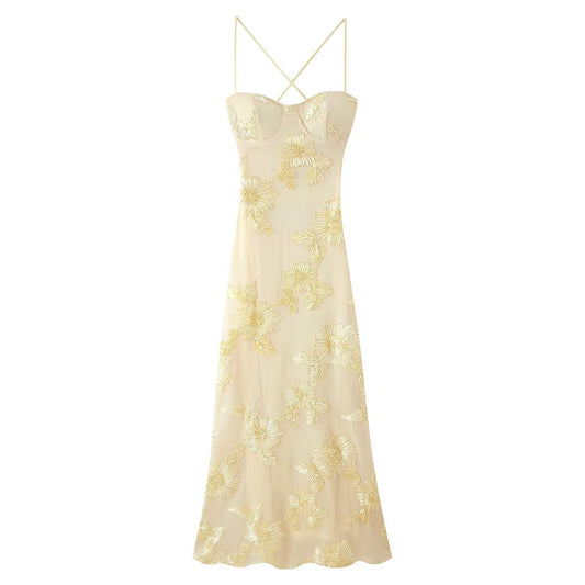 Panhua Embroidered Strap Long Dress