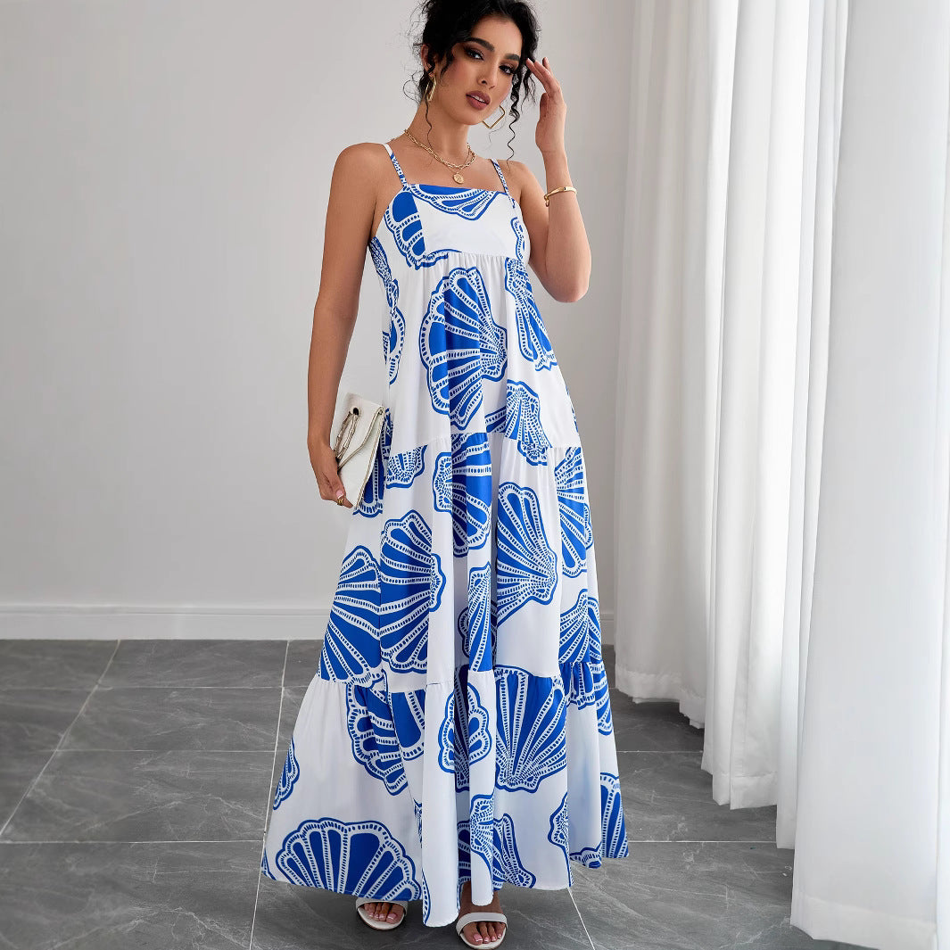 Casual Layered Strap Dress for Beach Vacation  Long Dress
