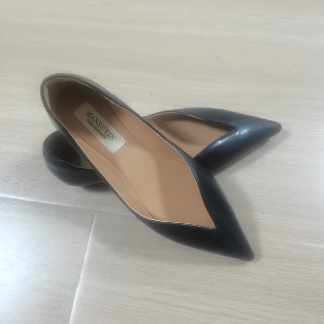 Temperament Women Shoe Summer New French Pointed Leather Shoe Simple Comfortable Single Shoe Sheepskin Elegant Low Heels