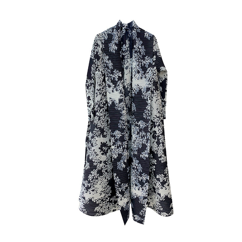 Elegant and Simple Middle East Türkiye Solid Large Pleated Print Robe Women