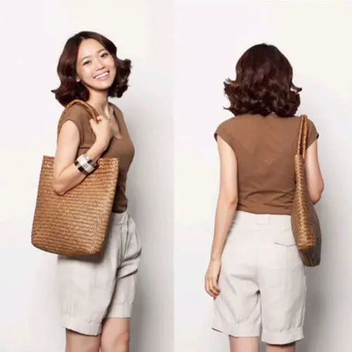 Womens Summer Straw Large Tote Bag Crossbody Beach Shoulder Bag Handbag