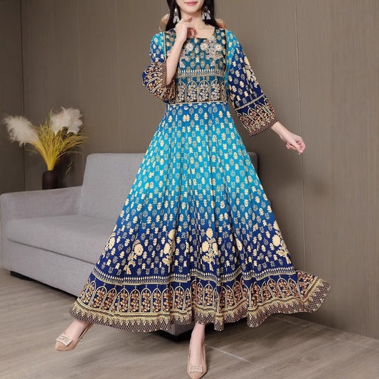 Bohemian Style Dress Ethnic Style Embroidered Large Swing Skirt