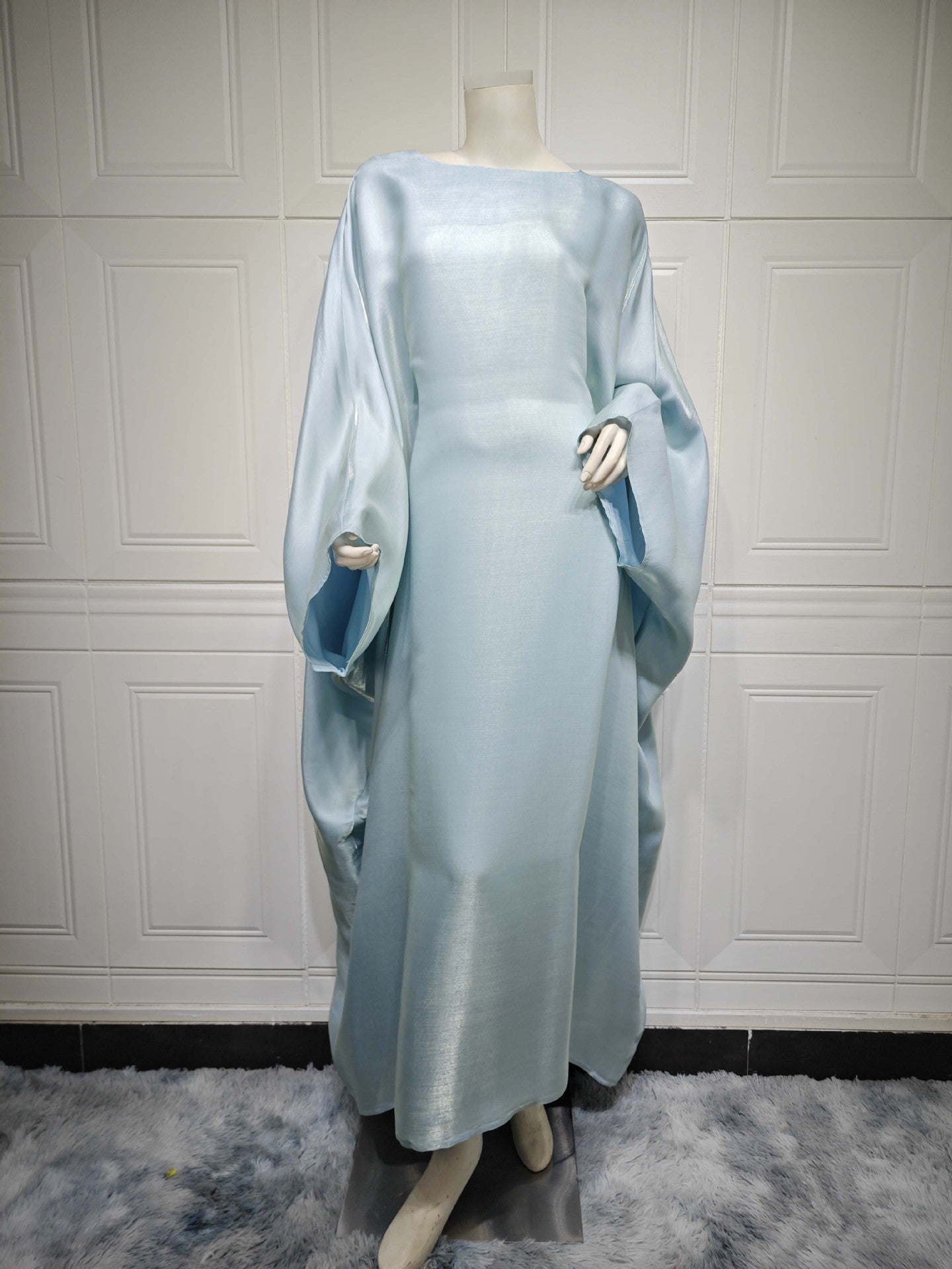 Modest Muslim Bright Silk Satin Abaya Dress