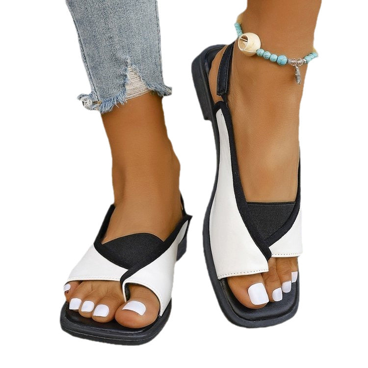 Womens Plus-Size Square-Toe Casual Flat Sandals