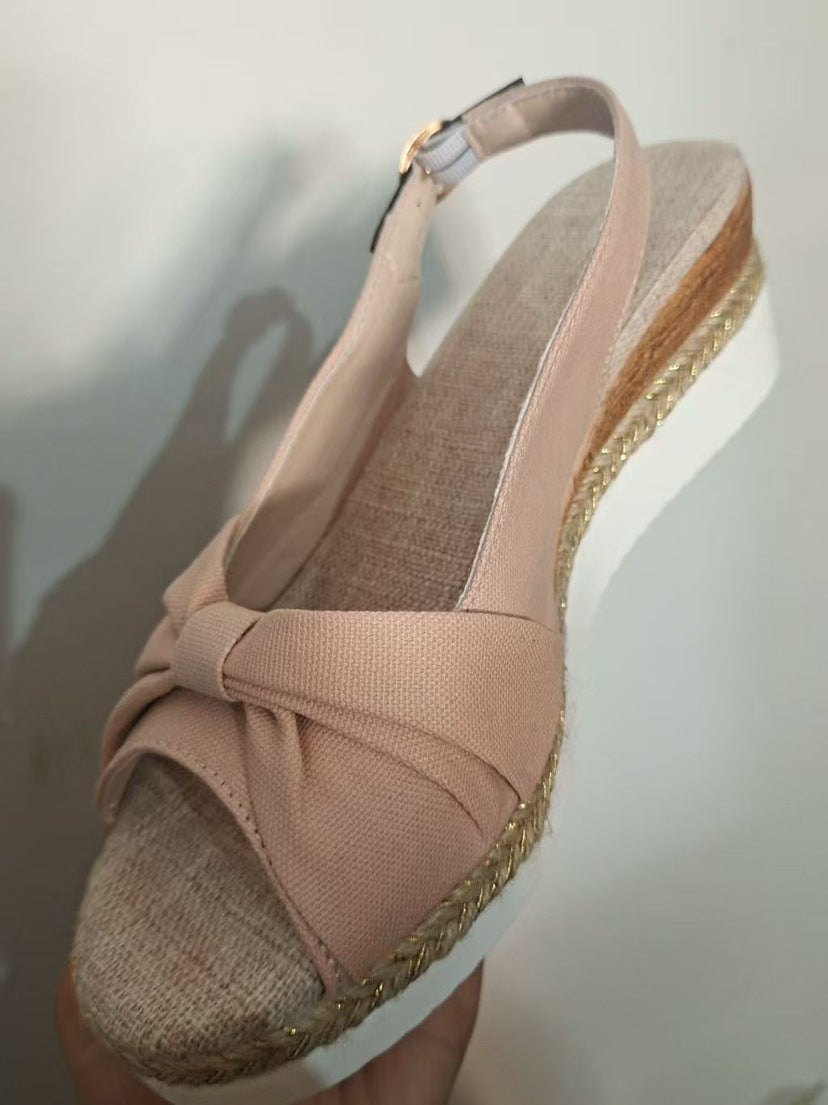 Plus Size Women's Flat Wedge Peep Toe Casual Sandals