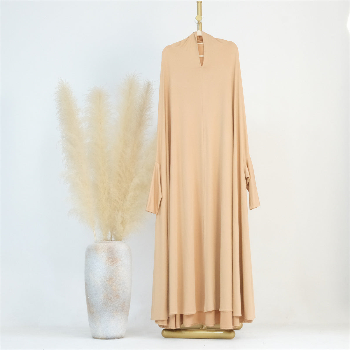 Middle East Dubai Turkey Solid Color Batwing Dress