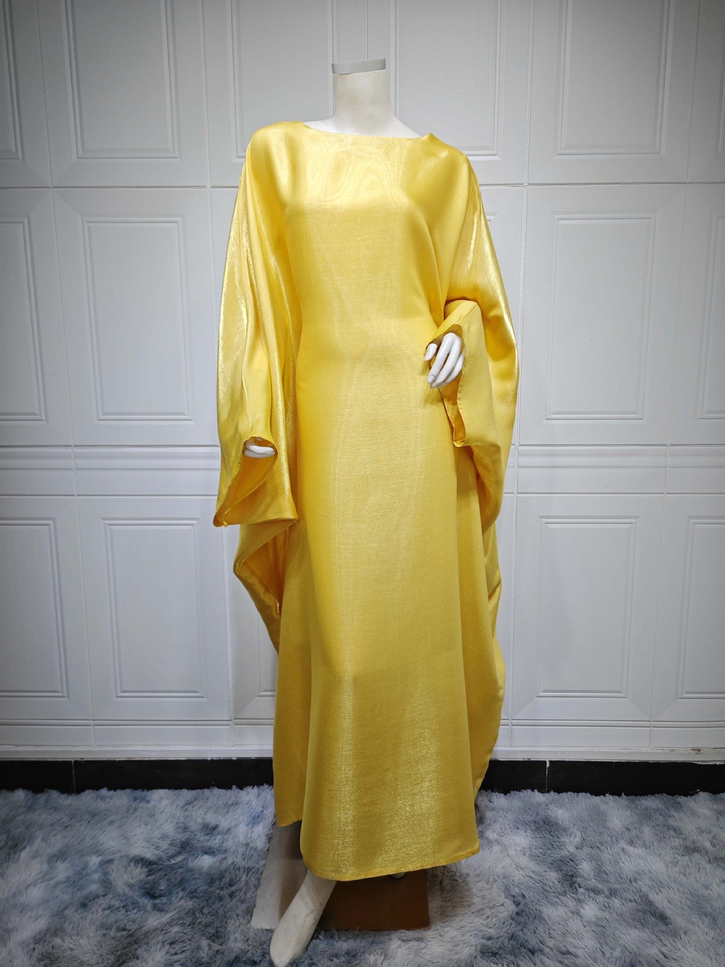 Modest Muslim Bright Silk Satin Abaya Dress