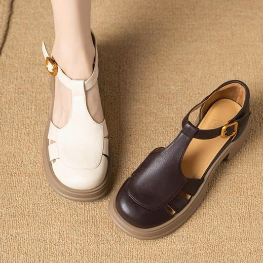 All-match Retro Small Chunky Heel Platform Ankle-strap High Heels