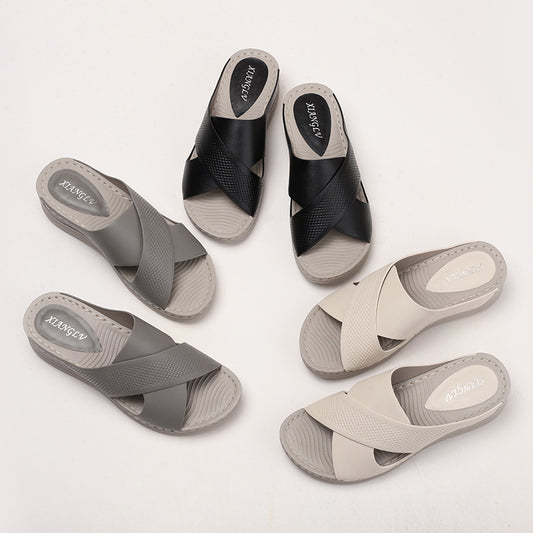 New Summer Fish-mouth Shoes For Women Chunky-sole Slide Sandals
