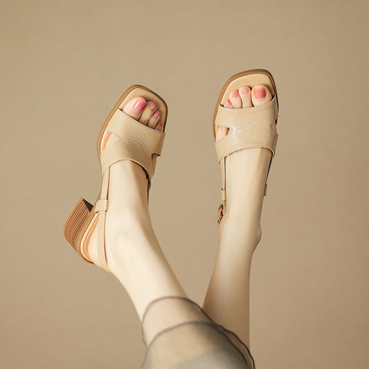 Womens Casual Square-toe Open-toe Sandals