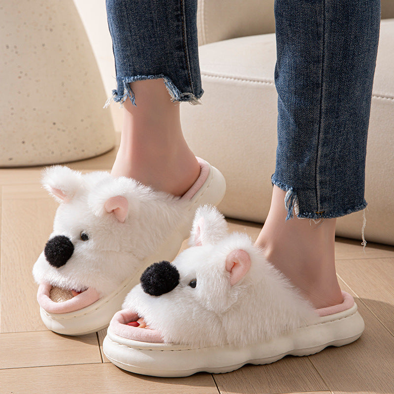 Linen Slippers For Women, Indoor Home Thick Sole Cartoon