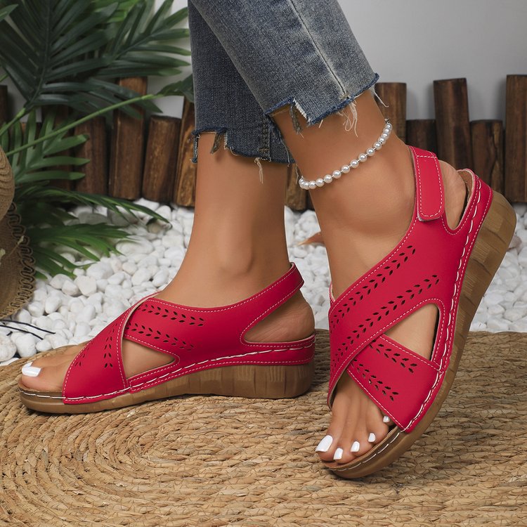 Plus Size Wedge Women's Back Strap Velcro Sandals