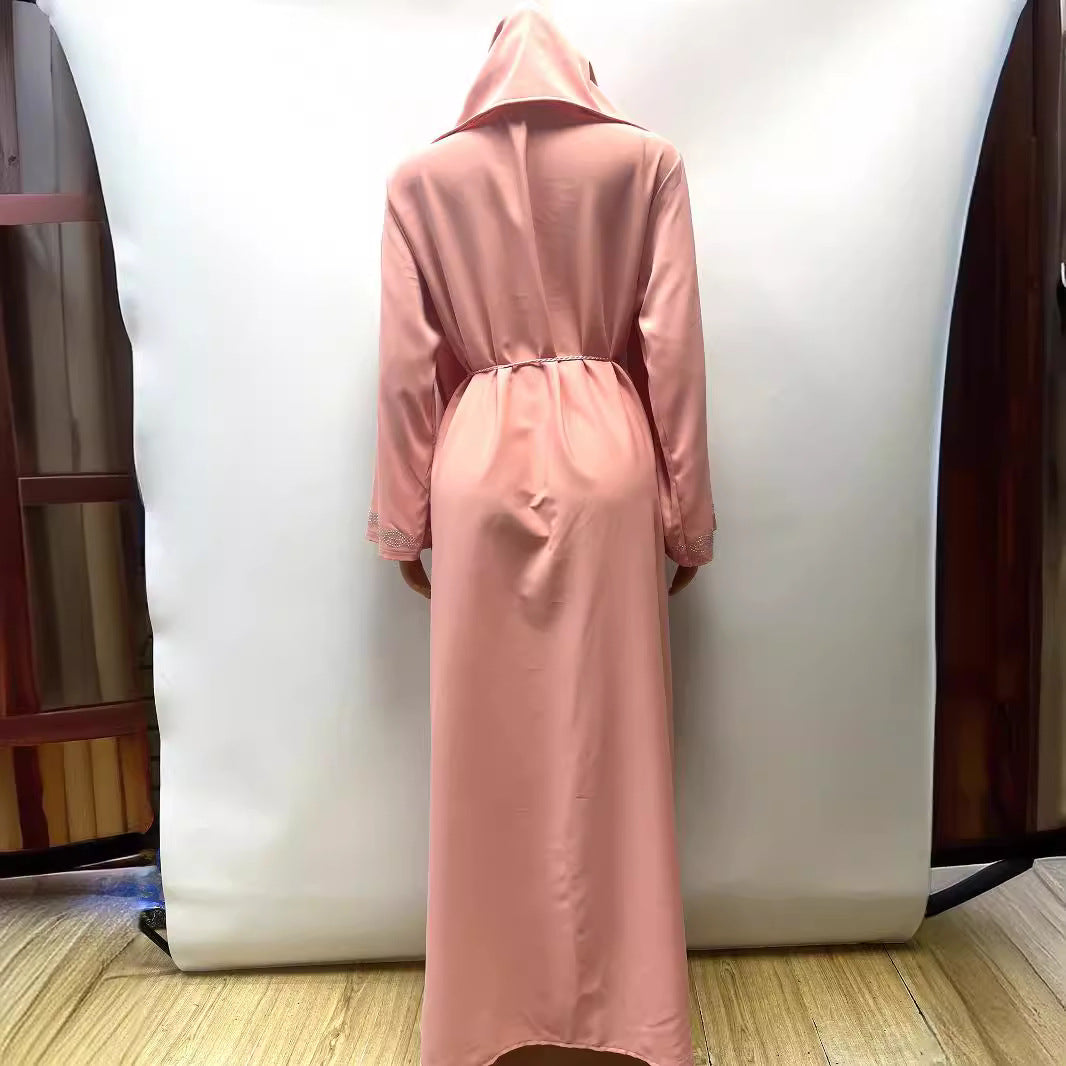 Solid Color Rhinestone Broken Card Loose Dubai Saudi Dress