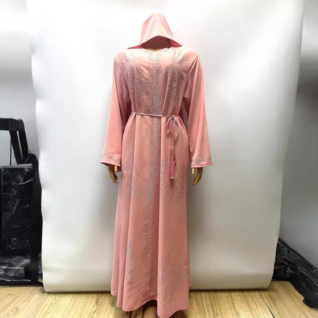 Solid Color Rhinestone Broken Card Loose Dubai Saudi Dress