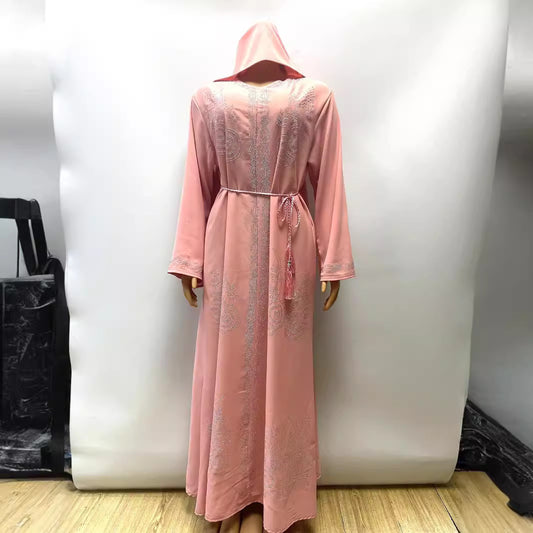 Solid Color Rhinestone Broken Card Loose Dubai Saudi Dress