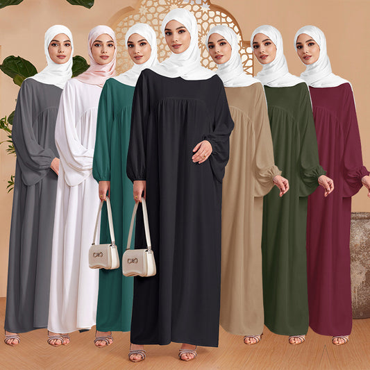 Abaya Robe Women's Long Dress Middle East Turkey Solid Color Simple Loose dress