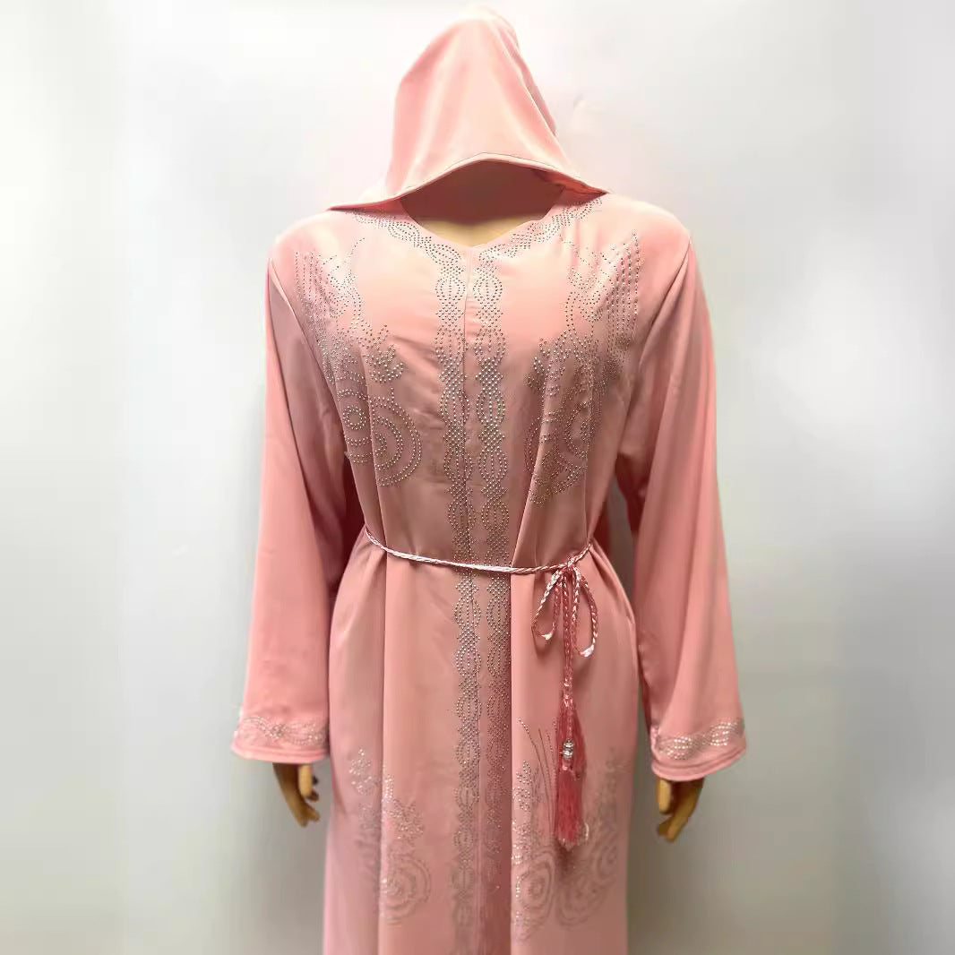 Solid Color Rhinestone Broken Card Loose Dubai Saudi Dress