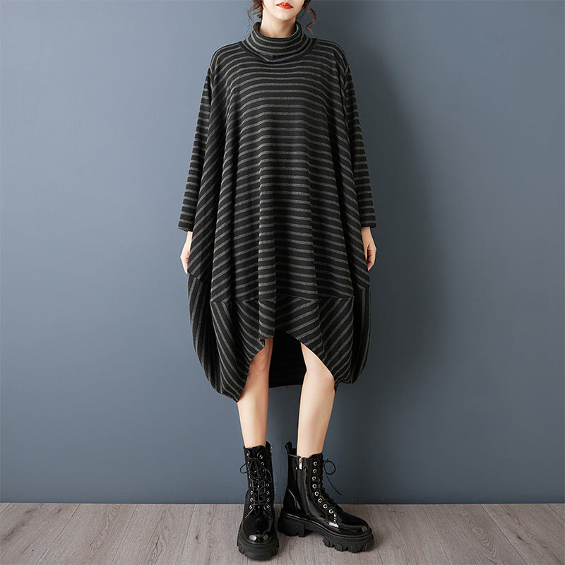 Womens Relaxed, Versatile High-neck Asymmetrical Dress