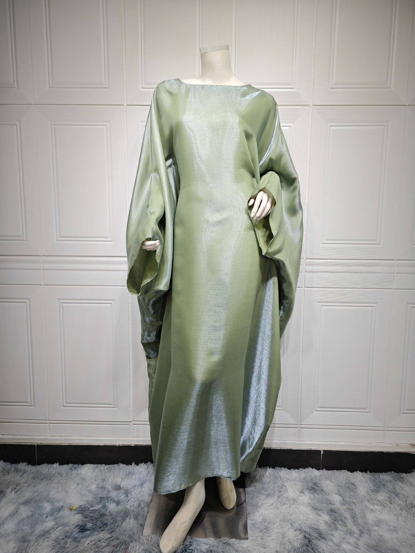 Modest Muslim Bright Silk Satin Abaya Dress