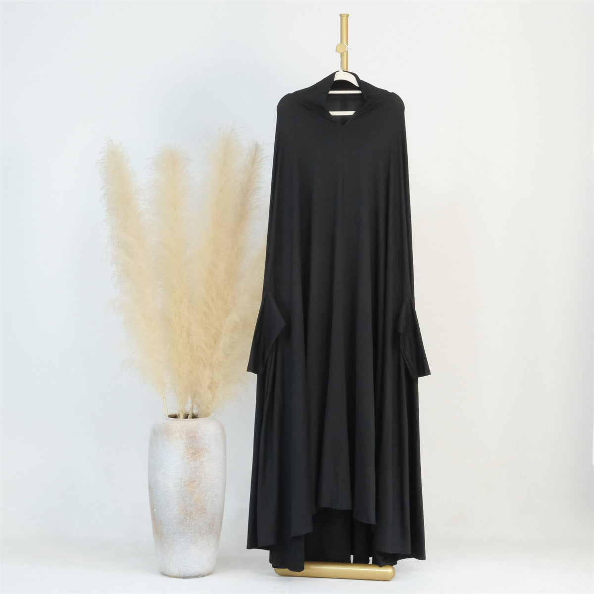 Middle East Dubai Turkey Solid Color Batwing Dress